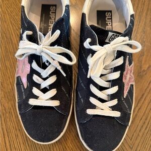 Golden Goose Black and Pink Super Star Sneakers